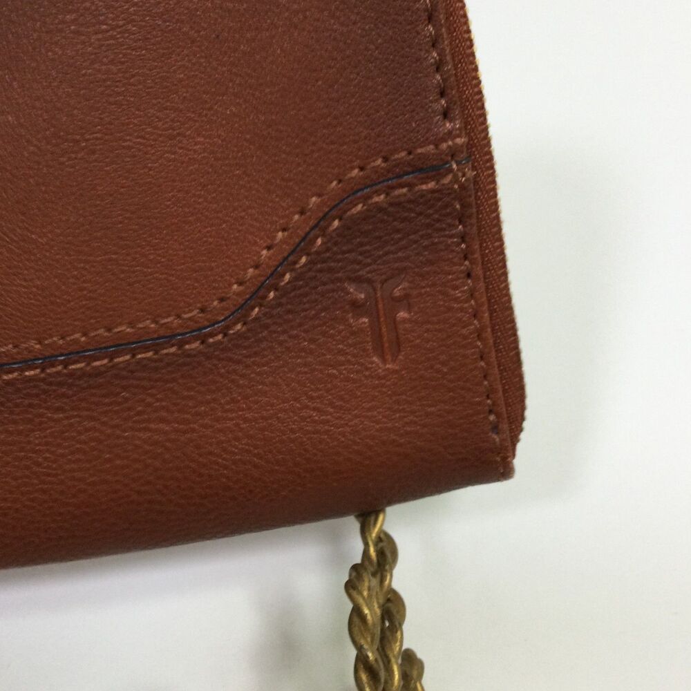 Frye Womens Melissa or Paige Leather Wristlet Wallet Pouch in Brown One Size - Picture 3 of 11